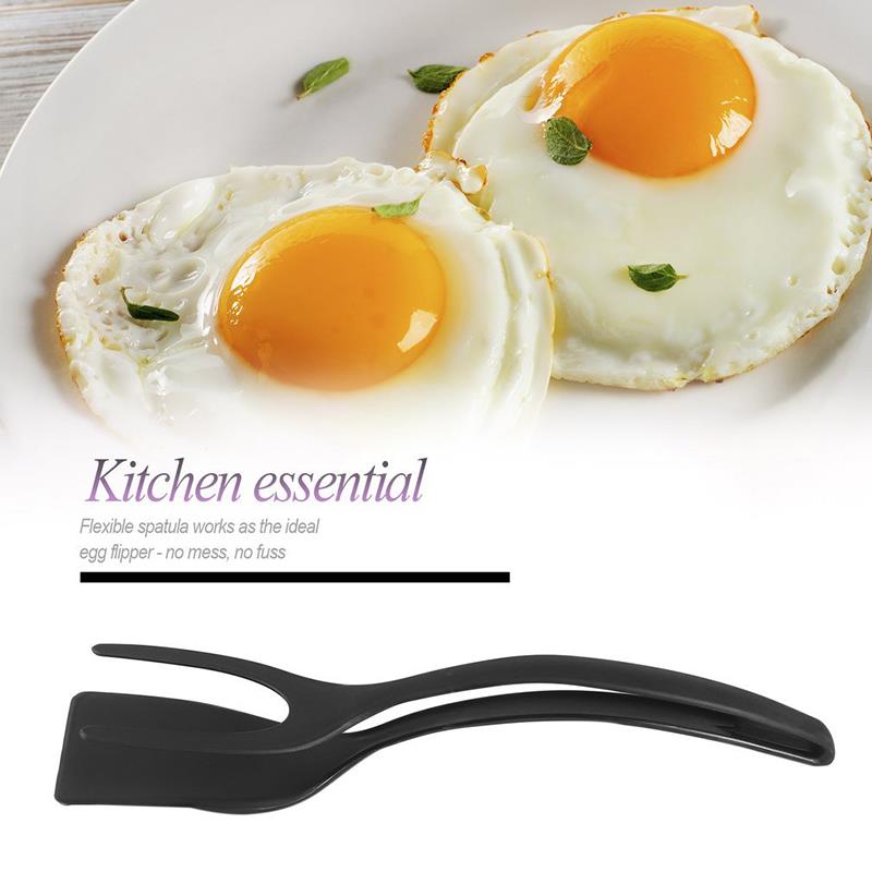 2 in 1 Multifunctional Non-Stick Food Clip Tongs Fried Egg Spatula