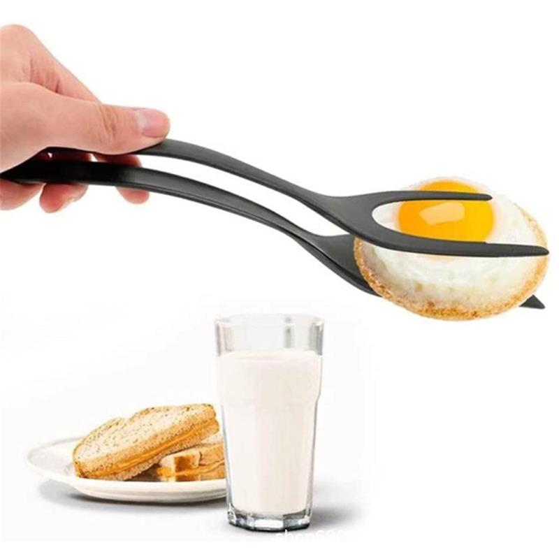 2 in 1 Multifunctional Non-Stick Food Clip Tongs Fried Egg Spatula