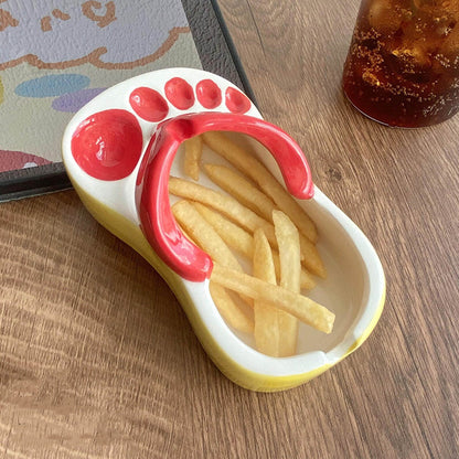 Feblilac Cute Ceramic Slippers-Shaped Plate